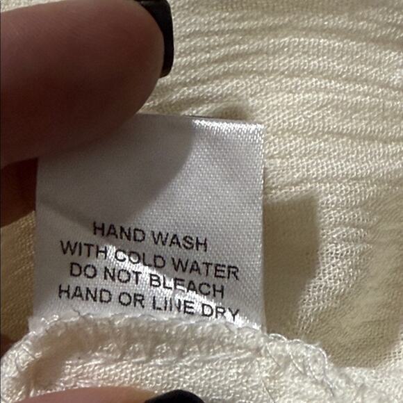 1 4 3 Story by Line Up women’s small off white blouse v-neck ruched detail sheer - Picture 7 of 10